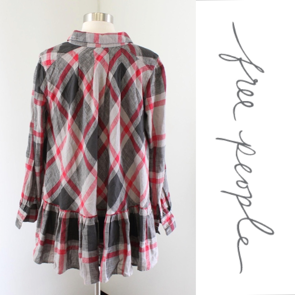 Free People Peppy in Plaid Button Front Shirt - Picture 2 of 7